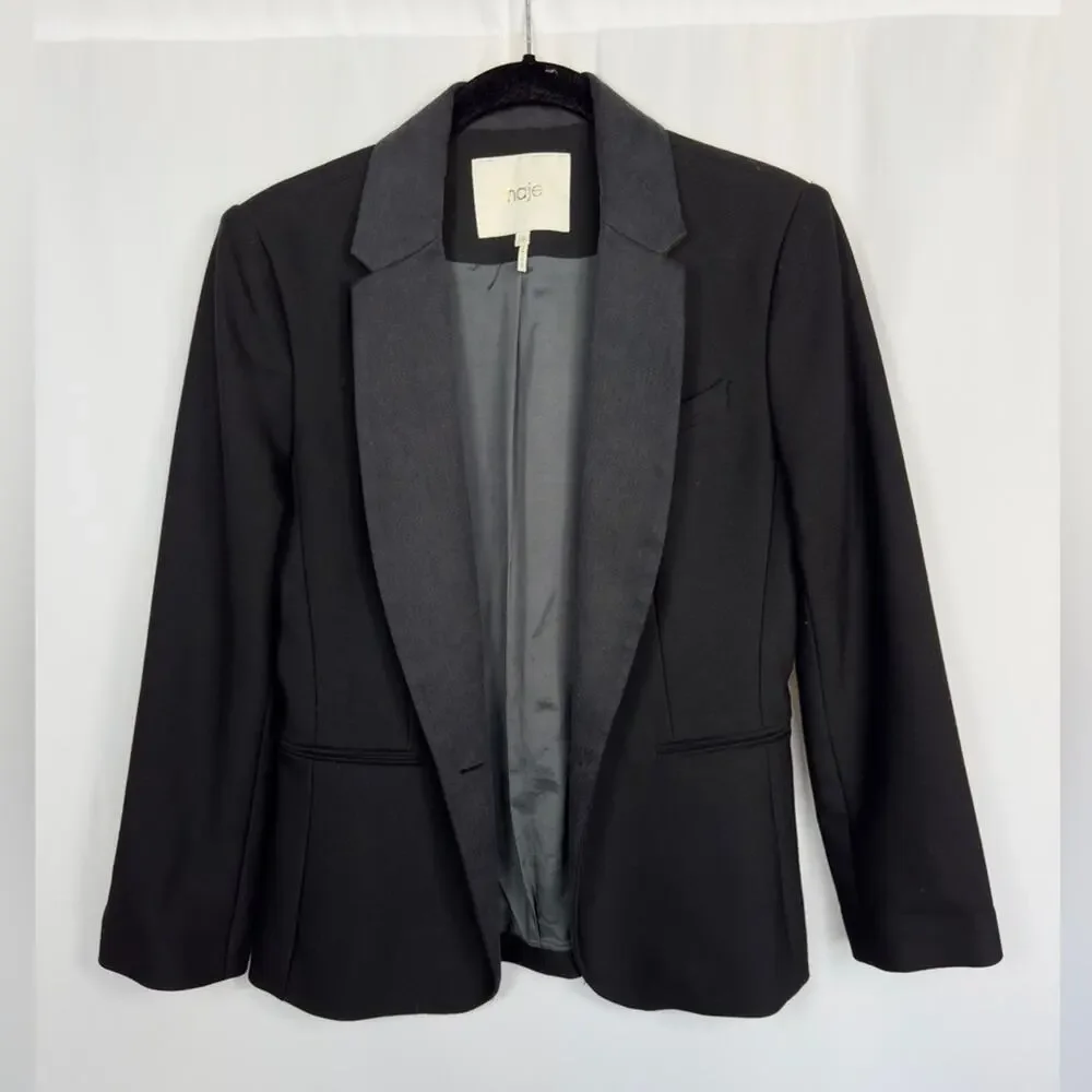 Maje Black & Denim Like Collar Blazer Size 38/M